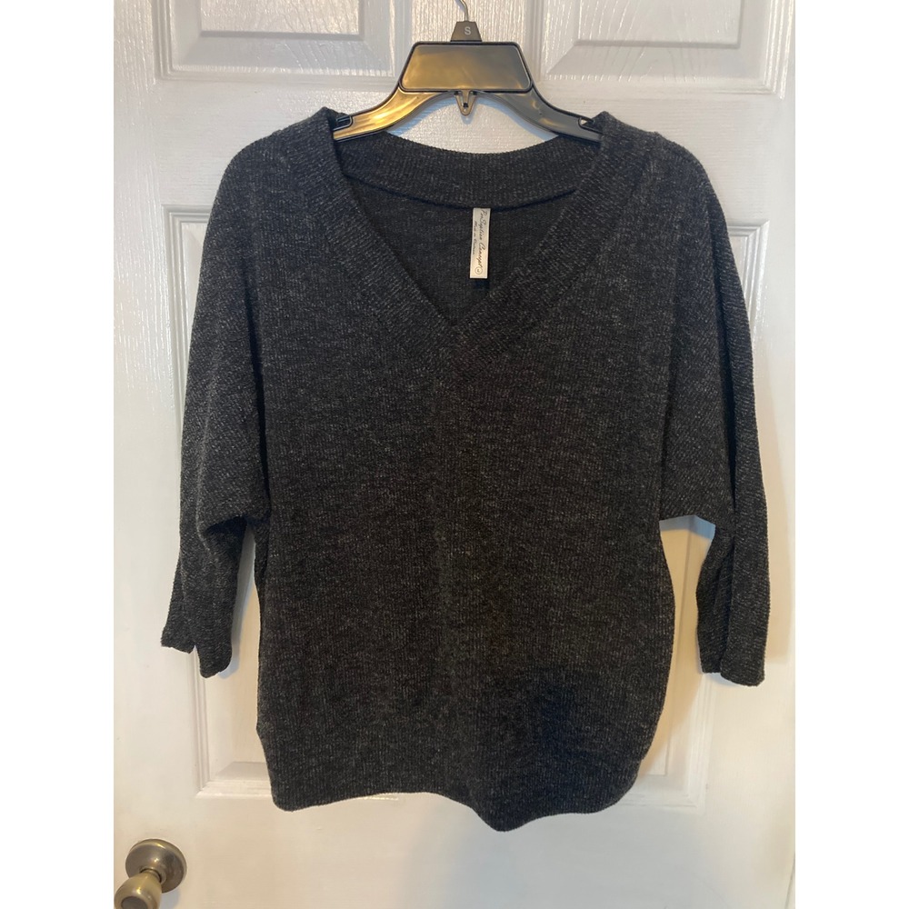 Per Sption Concept Dark Gray V Neck Dolman Sleeve Sweater Size L‎